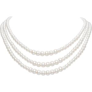 imageBABEYOND Round Imitation Pearl Necklace Vintage Multi Strands Necklace 20s Flapper Necklace for PartyPearl568mm