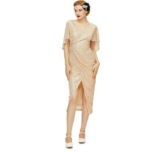 imageBABEYOND Sequin Wrap Cocktail Dress  Ruched Wrap Dress for Women Slit Dress for Prom Night Out WearPink