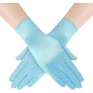 imageBABEYOND Short Satin Gloves for Women  Silk Opera Wedding Bridal Gloves Tea Party Banquet Costume 1920s Flapper AccessoriesBaby Blue