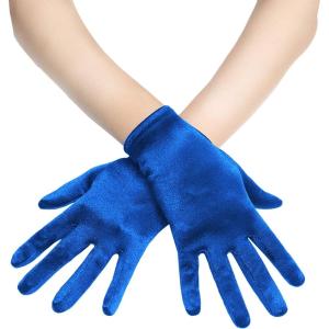 imageBABEYOND Short Satin Gloves for Women  Silk Opera Wedding Bridal Gloves Tea Party Banquet Costume 1920s Flapper AccessoriesBlue
