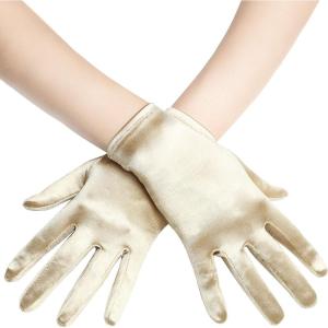 imageBABEYOND Short Satin Gloves for Women  Silk Opera Wedding Bridal Gloves Tea Party Banquet Costume 1920s Flapper AccessoriesChampagne