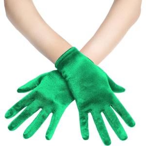 imageBABEYOND Short Satin Gloves for Women  Silk Opera Wedding Bridal Gloves Tea Party Banquet Costume 1920s Flapper AccessoriesGreen