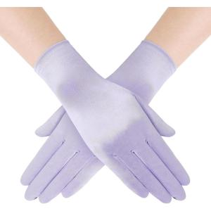 imageBABEYOND Short Satin Gloves for Women  Silk Opera Wedding Bridal Gloves Tea Party Banquet Costume 1920s Flapper AccessoriesLight Purple