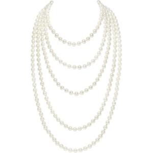 imageBABEYOND Vintage 1920s Gatsby Imitation Pearl Choker Necklace 20s Art Deco Flapper Accessories for Women White259 long necklace