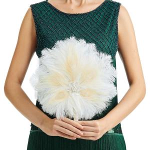 imageBABEYOND Vintage Bridal Feather Bouquet 1920s Ostrich Feather Fan Crystal Bridesmaid Bouquet 20s Gatsby Wedding Bouquet Flapper Accessories WhiteBeige