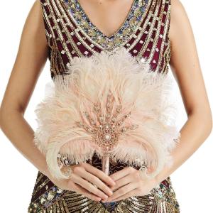imageBABEYOND Vintage Bridal Feather Bouquet 1920s Ostrich Feather Fan Crystal Bridesmaid Bouquet 20s Gatsby Wedding Bouquet Flapper Accessories WhiteLight Purple