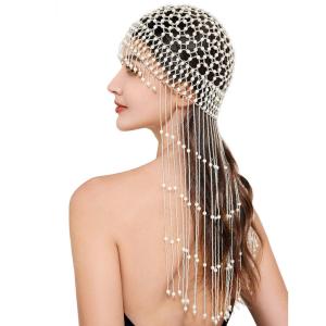 imageBABEYOND Vintage Bridal Forehead Headpiece Crystal Forehead Chain Roaring 20s Head Chain for Wedding 1920s Hair Accessory Silver WhiteAwhite