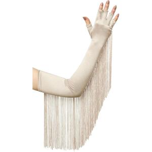 imageBABEYOND Vintage Long Opera Pageant Gloves  1920s Fringe Fingerless Elbow Gloves for Costume Party WeddingChampagne