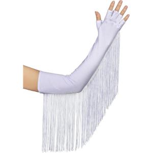 imageBABEYOND Vintage Long Opera Pageant Gloves  1920s Fringe Fingerless Elbow Gloves for Costume Party WeddingWhite