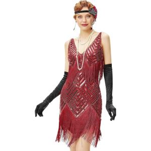 imageBABEYOND Womens 1920s Flapper Dress V Neck Slip Dress Roaring 20s Great Gatsby Dress for PartyWinered