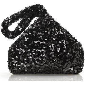 imageBABEYOND Womens Clutch Evening Bags Vintage Sequin Glitter Triangle Purse for 1920s Party Prom WeddingBlack3
