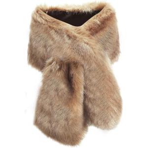 imageBABEYOND Womens Faux Fur Collar Shawl Faux Fur Scarf Wrap Evening Cape for Winter CoatCoffee