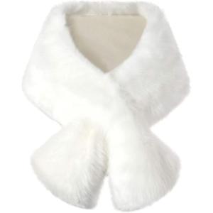 imageBABEYOND Womens Faux Fur Collar Shawl Faux Fur Scarf Wrap Evening Cape for Winter CoatOffwhite