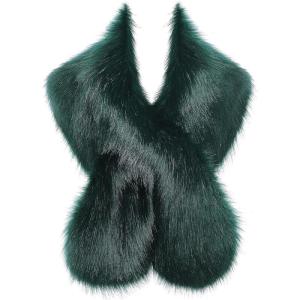 imageBABEYOND Womens Faux Fur Shawl Party Faux Fur Collar Fur Wraps for Winter Bridal Wedding Cover UpDark Green