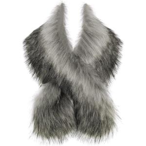 imageBABEYOND Womens Faux Fur Shawl Party Faux Fur Collar Fur Wraps for Winter Bridal Wedding Cover UpGray