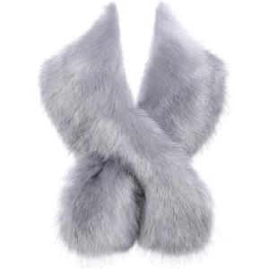 imageBABEYOND Womens Faux Fur Shawl Party Faux Fur Collar Fur Wraps for Winter Bridal Wedding Cover UpLight Gray