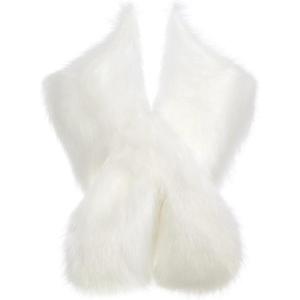 imageBABEYOND Womens Faux Fur Shawl Party Faux Fur Collar Fur Wraps for Winter Bridal Wedding Cover UpWhite