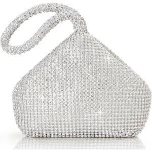 imageBABEYOND Womens Rhinestone Clutch Evening Bags Sparkly Glitter Triangle Purse for 1920s Party Prom WeddingSilver