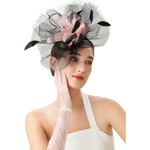 imageBABEYOND womens FascinatorYblack  Pink