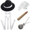 imageBABEYOND 1920s Mens Gatsby Gangster Costume Accessories Set 30s Manhattan Fedora Hat SuspendersStyle2black White