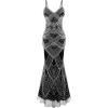 imageBABEYOND Prom Dresses for Party  Long Formal Dress for Women with Black Spaghetti Strap DressStyle 2  Black Silver
