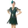 imageBABEYOND Flapper Dress 1920s Gatsby Dress Womens Long Fringed Dress Sequins Art Deco Dress Dark Green