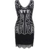 imageBABEYOND Womens Flapper Dresses 1920s V Neck Beaded Fringed Great Gatsby DressBlack