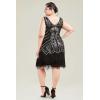 imageBABEYOND Womens Flapper Dresses 1920s V Neck Beaded Fringed Great Gatsby DressBlack