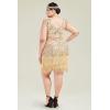 imageBABEYOND Womens Flapper Dresses 1920s V Neck Beaded Fringed Great Gatsby DressChampagne  Gold