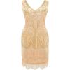 imageBABEYOND Womens Flapper Dresses 1920s V Neck Beaded Fringed Great Gatsby DressChampagne  Gold