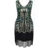 imageBABEYOND Womens Flapper Dresses 1920s V Neck Beaded Fringed Great Gatsby DressGold  Dark Green