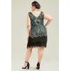 imageBABEYOND Womens Flapper Dresses 1920s V Neck Beaded Fringed Great Gatsby DressGold  Dark Green