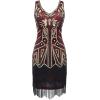 imageBABEYOND Womens Flapper Dresses 1920s V Neck Beaded Fringed Great Gatsby DressGold  Wine Red