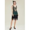 imageBABEYOND Womens Flapper Dresses 1920s V Neck Beaded Fringed Great Gatsby DressGold Green
