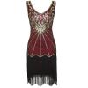 imageBABEYOND Womens Flapper Dresses 1920s V Neck Beaded Fringed Great Gatsby DressGold Winered