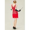 imageBABEYOND Womens Flapper Dresses 1920s V Neck Beaded Fringed Great Gatsby DressRed