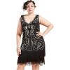 imageBABEYOND Womens Flapper Dresses 1920s V Neck Beaded Fringed Great Gatsby DressBlack