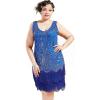 imageBABEYOND Womens Flapper Dresses 1920s V Neck Beaded Fringed Great Gatsby DressBlue