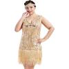 imageBABEYOND Womens Flapper Dresses 1920s V Neck Beaded Fringed Great Gatsby DressChampagne  Gold
