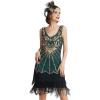 imageBABEYOND Womens Flapper Dresses 1920s V Neck Beaded Fringed Great Gatsby DressGold Green