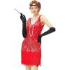 imageBABEYOND Womens Flapper Dresses 1920s V Neck Beaded Fringed Great Gatsby DressRed