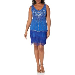 imageBABEYOND Womens Flapper Dresses 1920s V Neck Beaded Fringed Great Gatsby DressRoyal Blue
