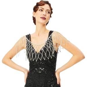 imageBABEYOND Rhinestone Shawl for Women  Asymmetric Shiny Cape Crystal Chain for Night Party Beaded AccessoriesCrystal