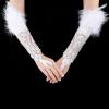 imageBABEYOND Long Feather Gloves Women  Fingerless Gloves Halloween Witch Spider Web Gloves 20s Lace Flapper Accessories