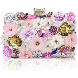 imageBABEYOND Flower Clutch Evening Bag  Women 3D Multicolored Beaded Shoulder Handbag Purse for 1920s Party Prom Wedding