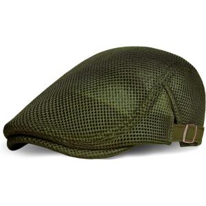 imageBABEYOND Mens Mesh Flat Cap Breathable Summer Newsboy Hat Beret Cabbie Ivy Hat Gatsby Newsboy Hat for Driving Hunting