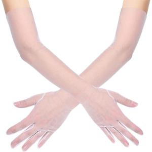 imageBABEYOND Women Long Tulle Gloves  Long Opera Party Gloves Stretchy Mesh Gloves Adult Size Elbow Length
