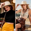 image:imageBABEYOND 1920s Fedora Hat for Men Gatsby Wide Brim Fedora Hat Felt Panama Cap with Band for Women MenBeige