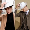 image:imageBABEYOND 1920s Fedora Hat for Men Gatsby Wide Brim Fedora Hat Felt Panama Cap with Band for Women MenBlWhitewh