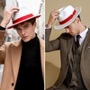 image:imageBABEYOND 1920s Fedora Hat for Men Gatsby Wide Brim Fedora Hat Felt Panama Cap with Band for Women MenRdWhiterd